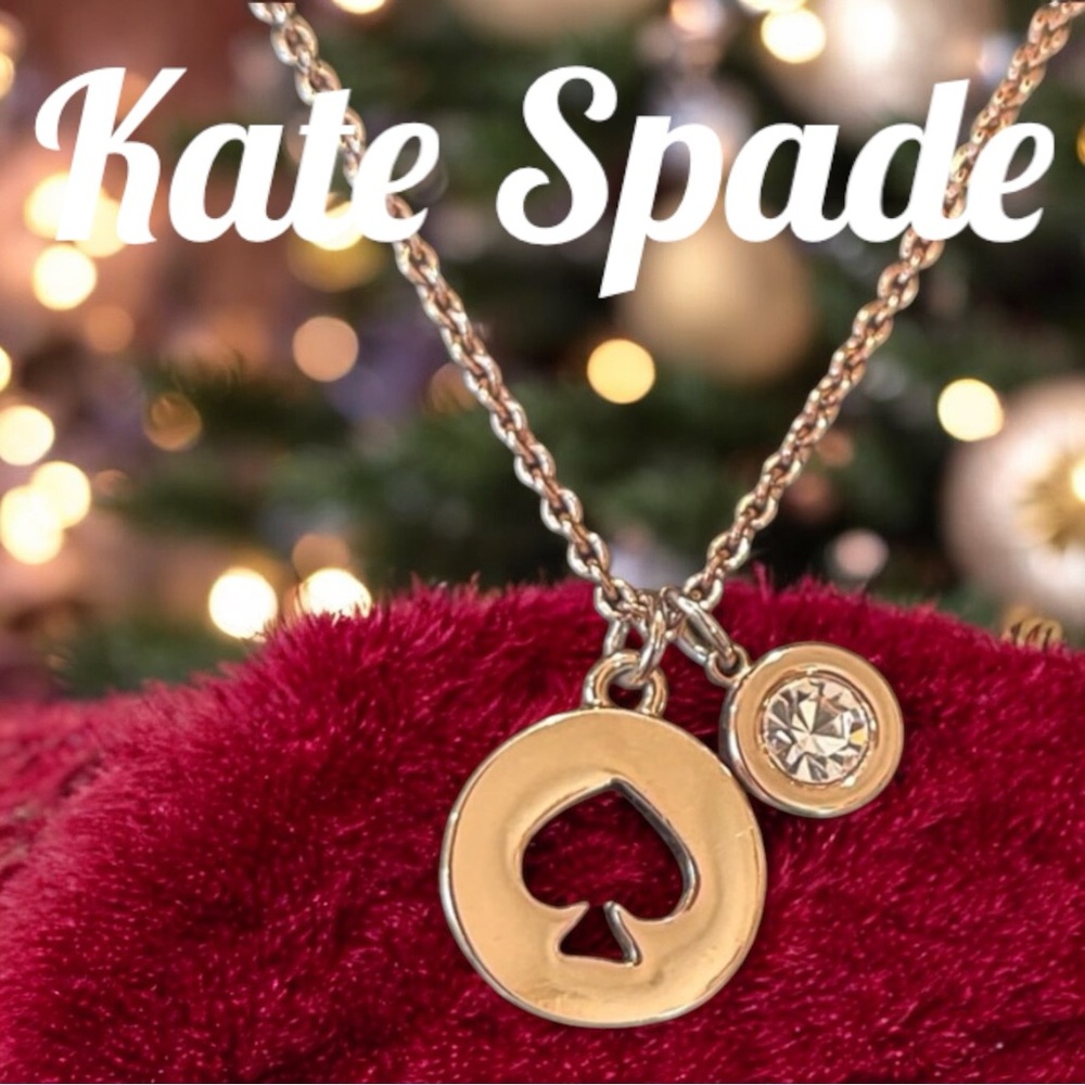 Kate Spade 'Spot The Spade' approx 20” rose gold tone chain w/ lobster closure